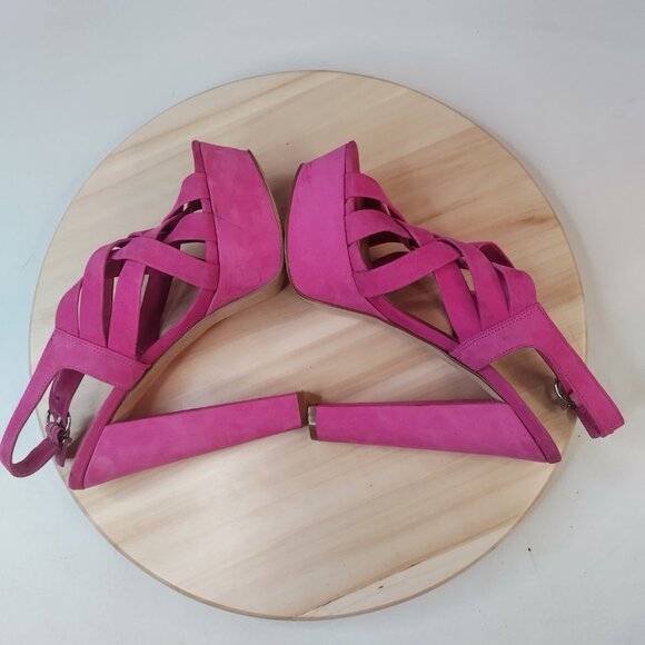 ALDO Suede Open Toe Stiletto High Heels Barbie Pink Sandals Women EU 38/ US 7 - Picture 10 of 16